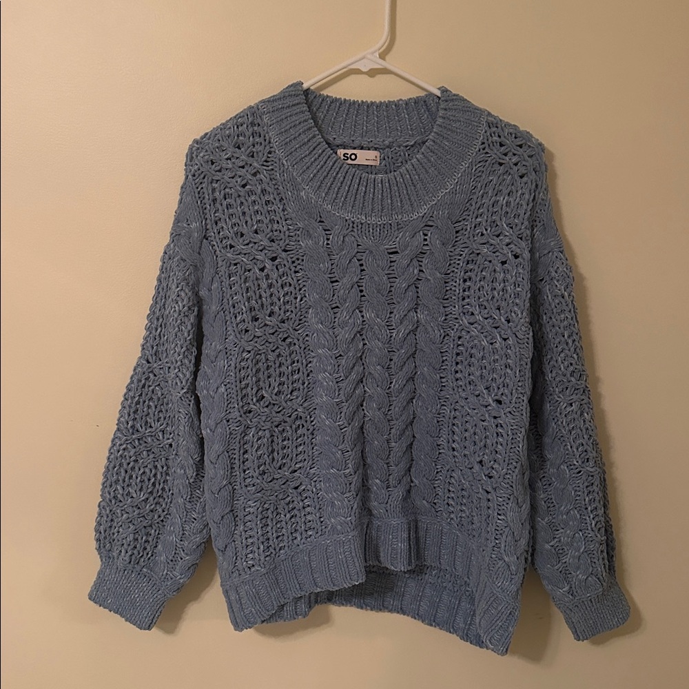 SO Textured Blue Knit Sweater